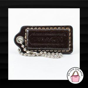 2" Medium COACH BROWN PATENT LEATHER KEY FOB BAG CHARM KEYCHAIN HANGTAG TAG